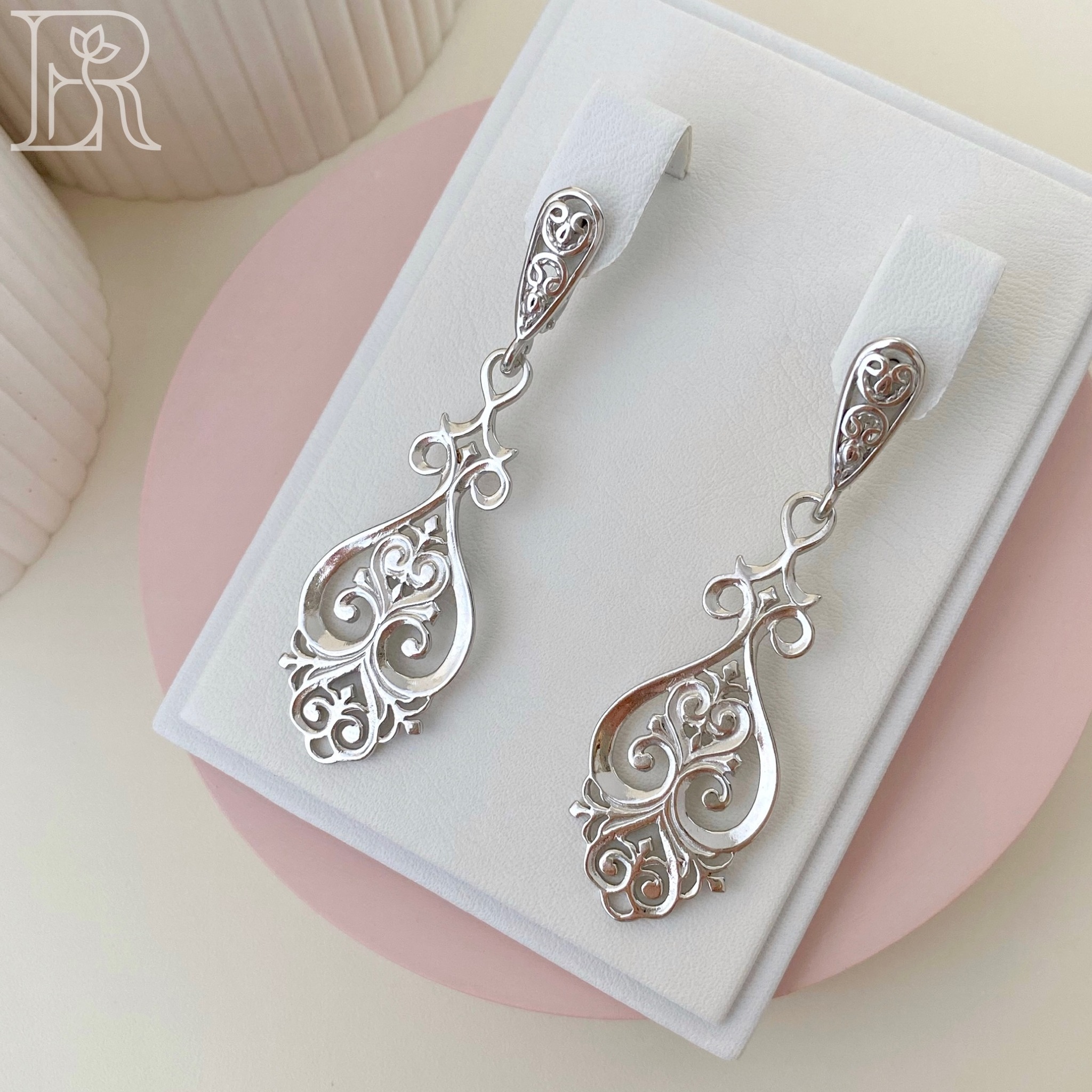 Серьги Кружева (серебристый)
